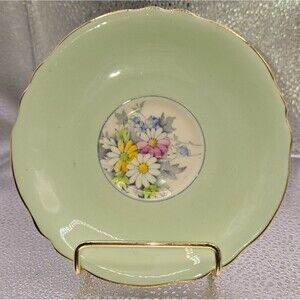 Vintage Paragon Fine Bone China Saucer – Cineraria Pattern (Sage Green / Daisies